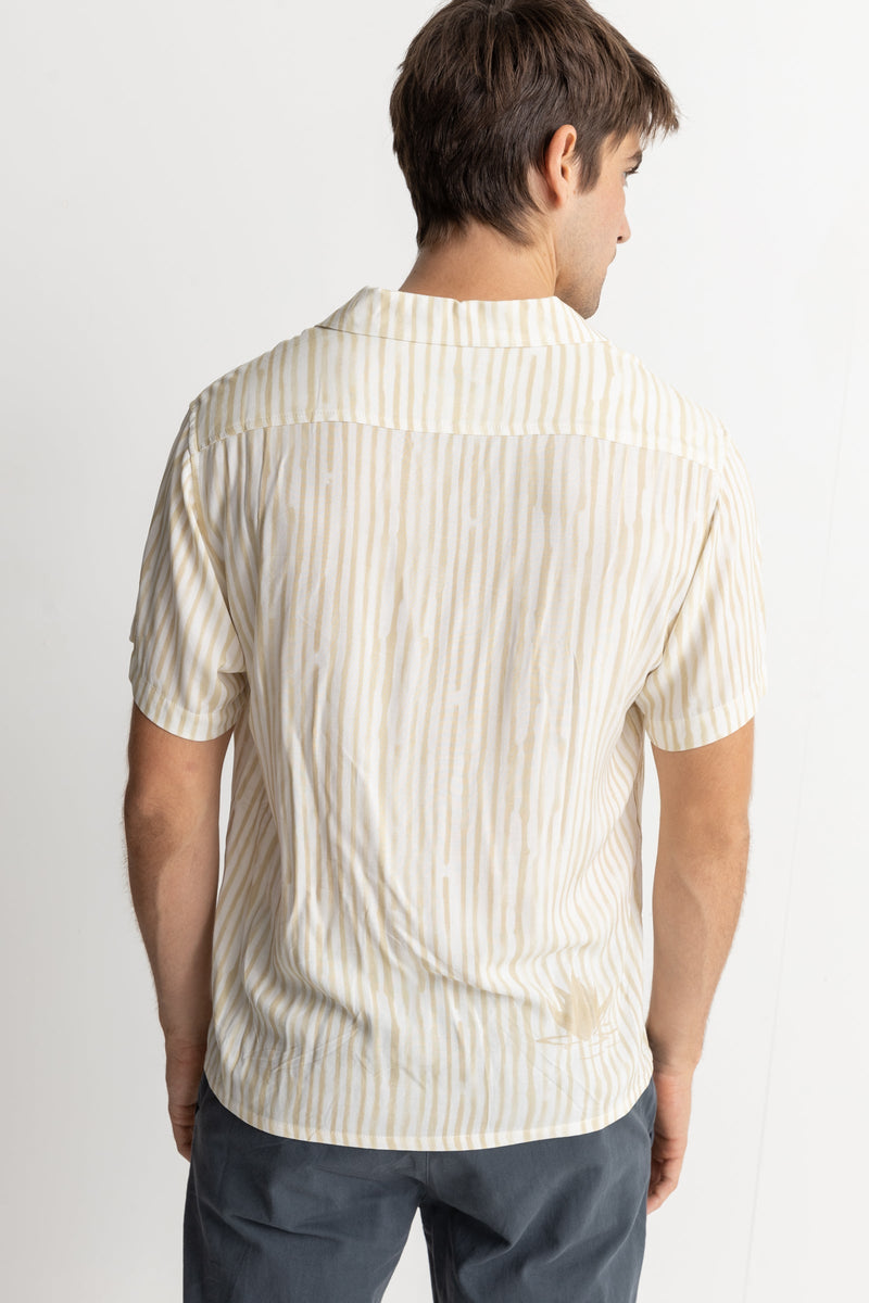 Lily Stripe Cuban S/S Shirt - Camel