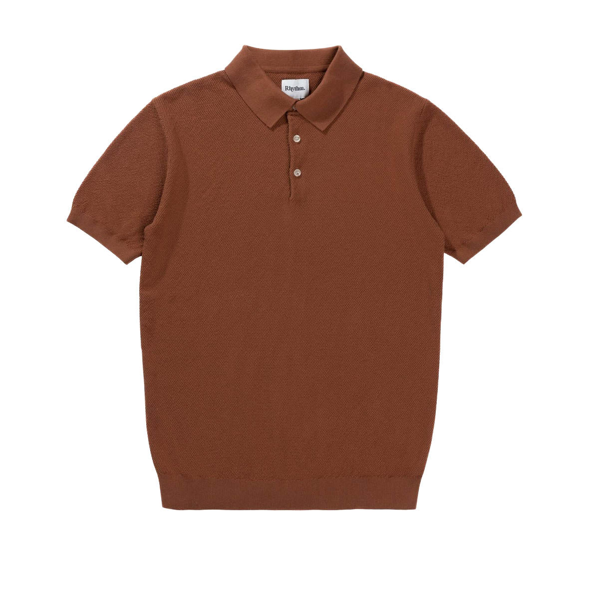 Textured Knit S/S Polo - Clay