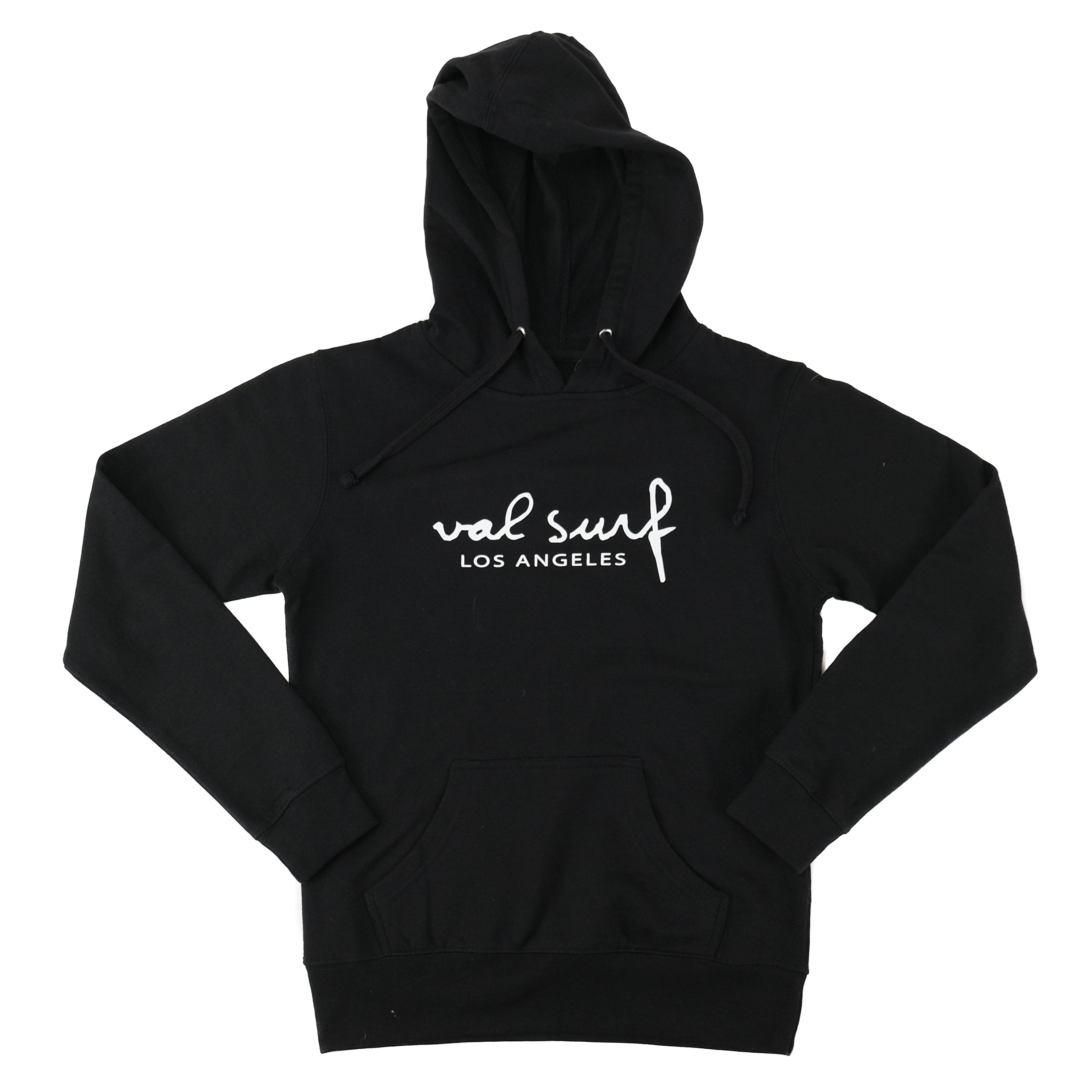 Womens Cursive Logo Lightweight Pullover Hooded Sweatshirt - Black