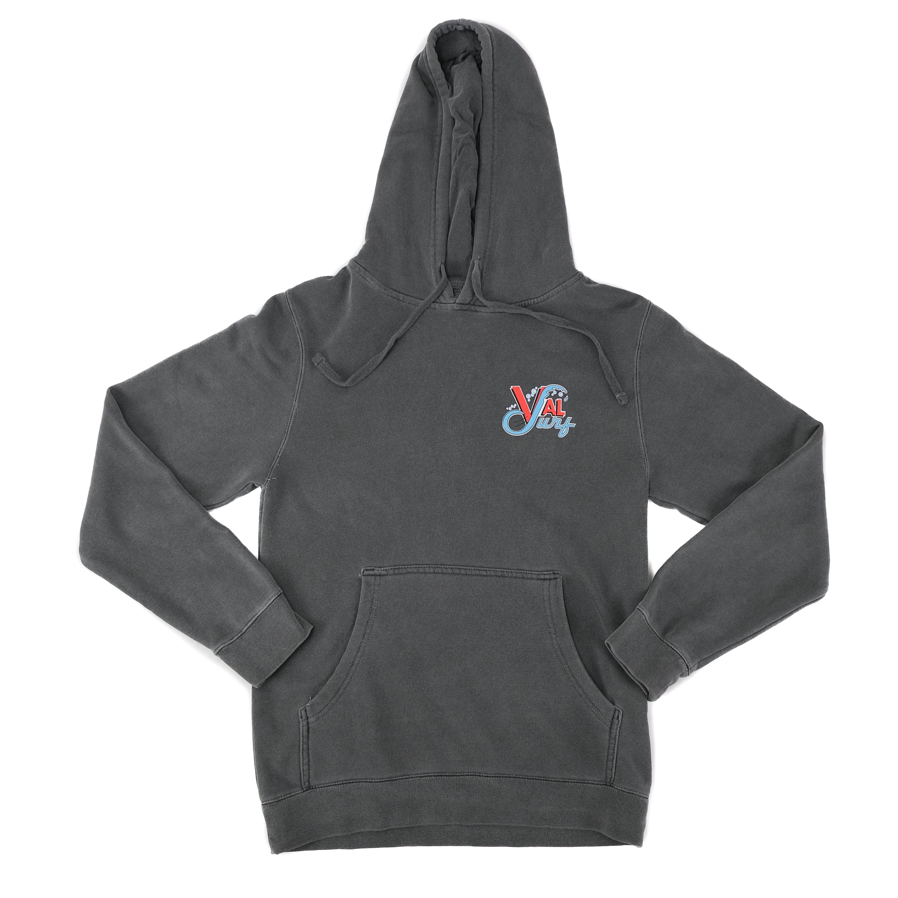 Womens OG Full Color Logo Midweight Pigment Dyed Hooded Pullover - Pigment Black