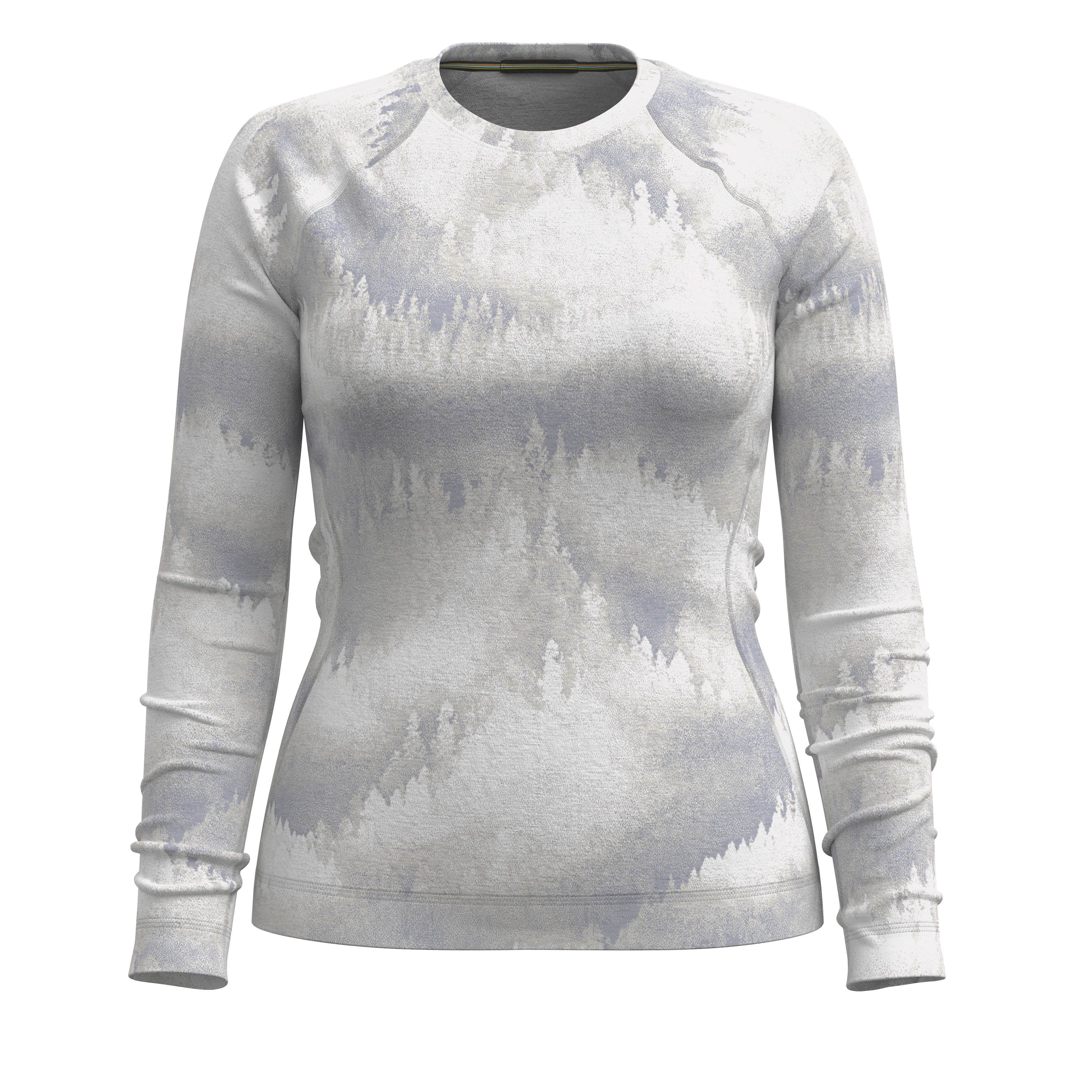 Women's Classic Thermal (250) Merino Base Layer Crew - Light Gray Foggy Pines