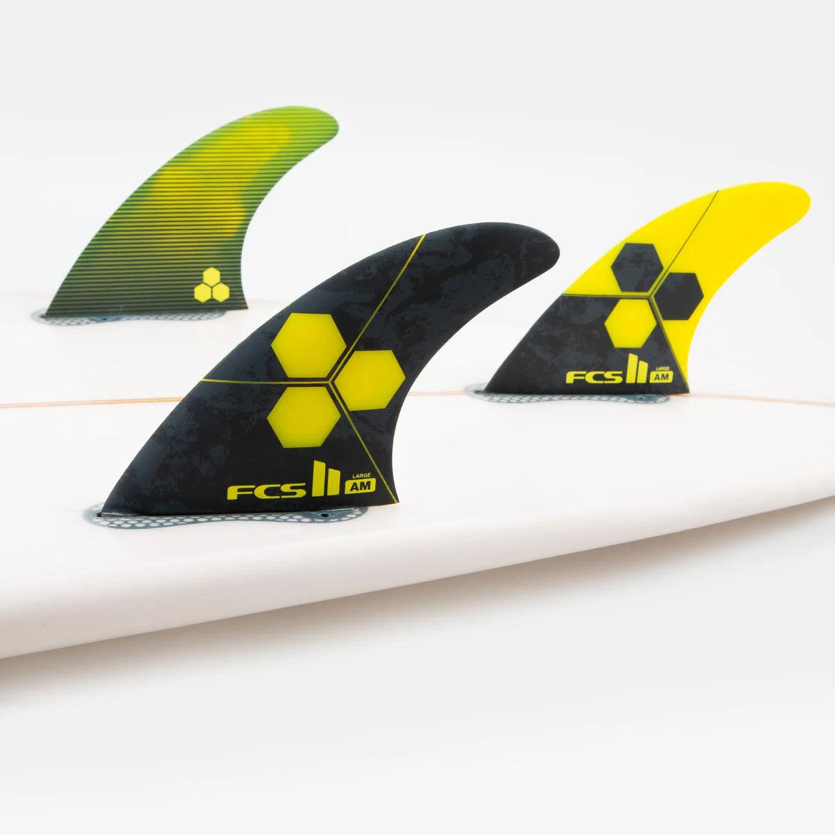 FCS II Al Merrick Tri Fins (Large) - Black / Yellow