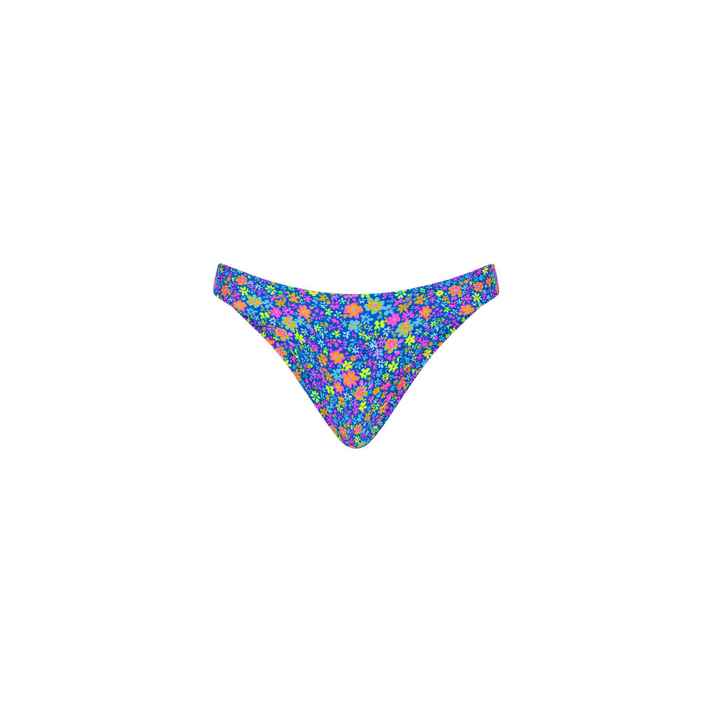 Womens Minimal Full Coverage Bikini Bottom - Electric Bloom