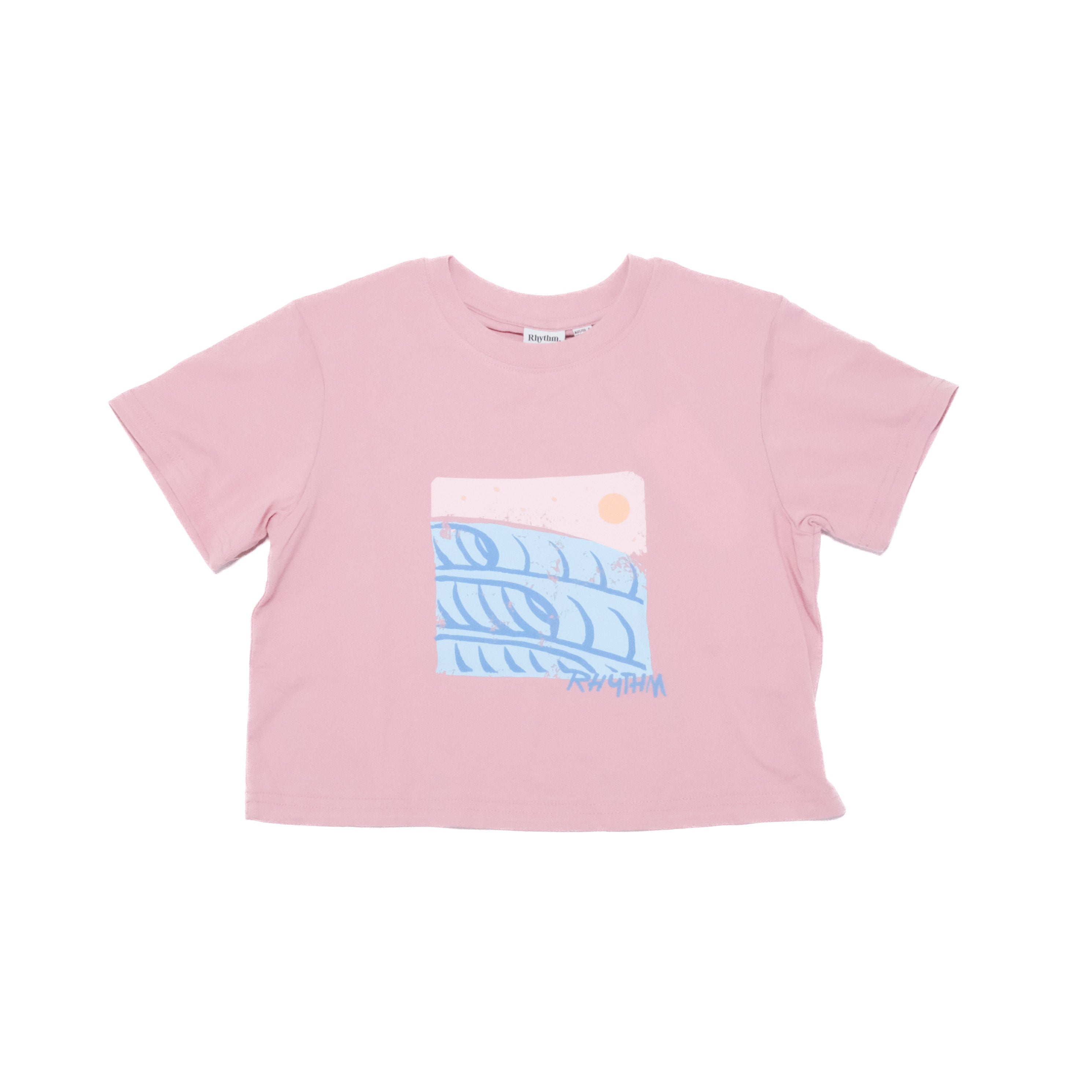 Womens Ocean Crop Crew Tee - Dusty Pink