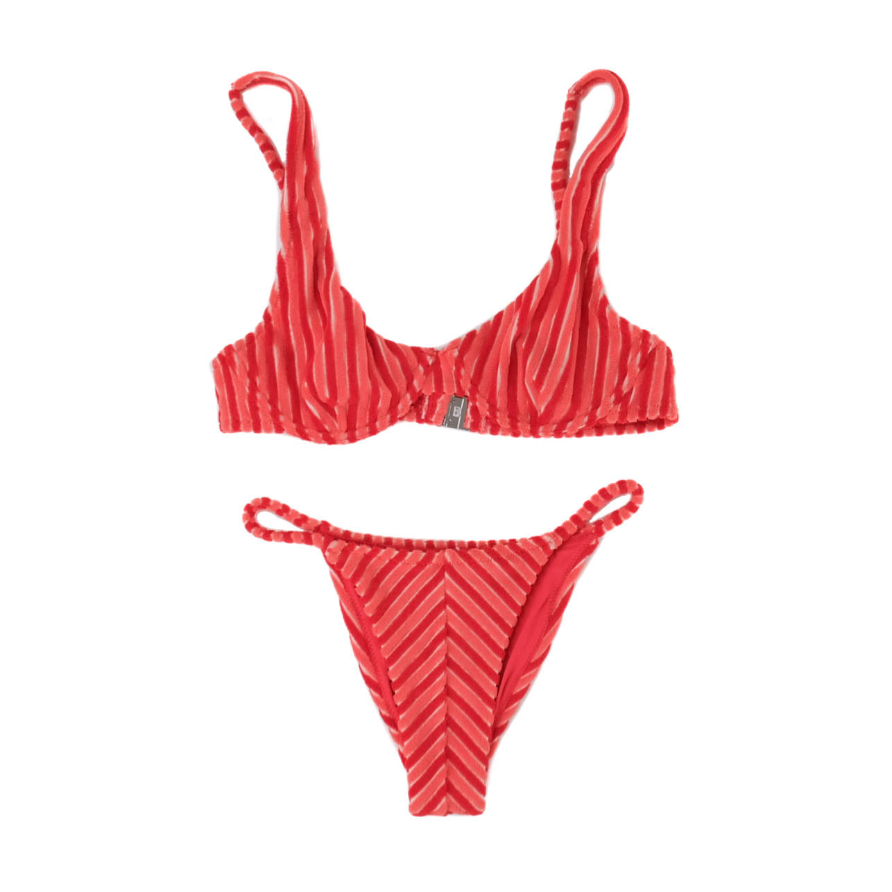 Womens Terry Sands Stripe Underwire Top - Red Sand