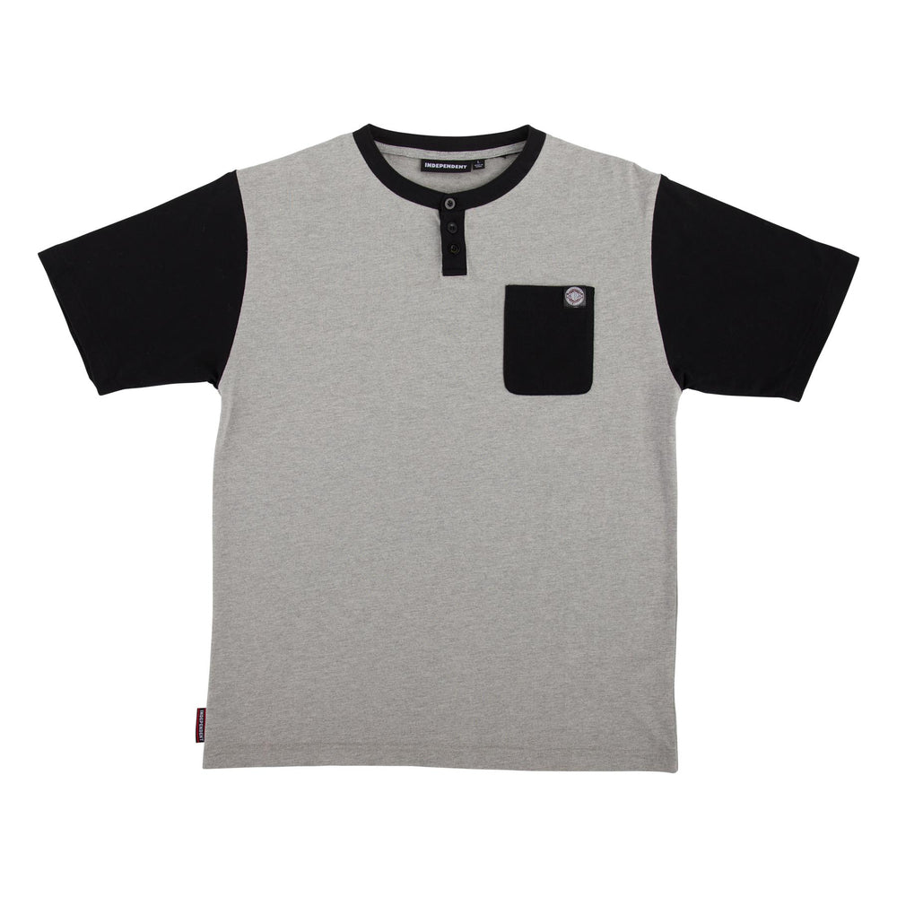 BTG Label Henley S/S Tee - Heather Grey