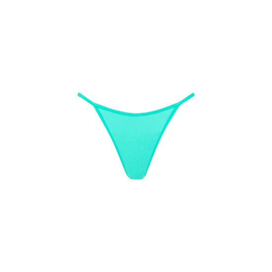 Womens Tanning Thong Bikini Bottoms - Aqua Ribbed — Val Surf