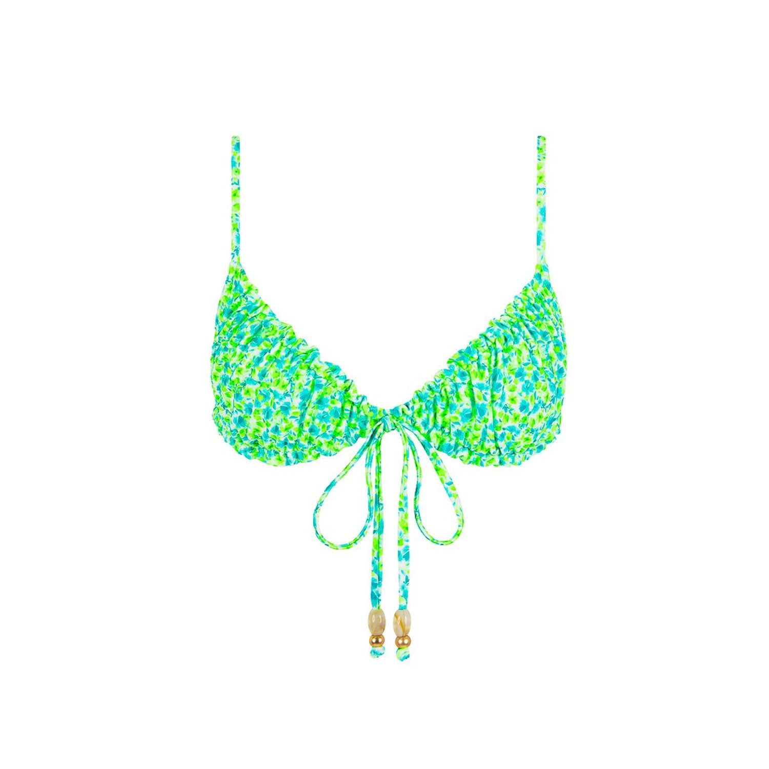 Ruched Bow Bralette Bikini Top - Apple Blossom
