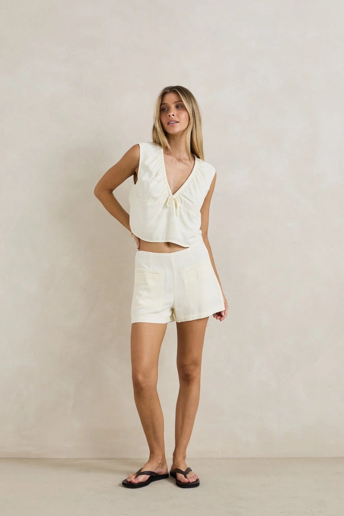 Womens Del Rio Gathered Top - White