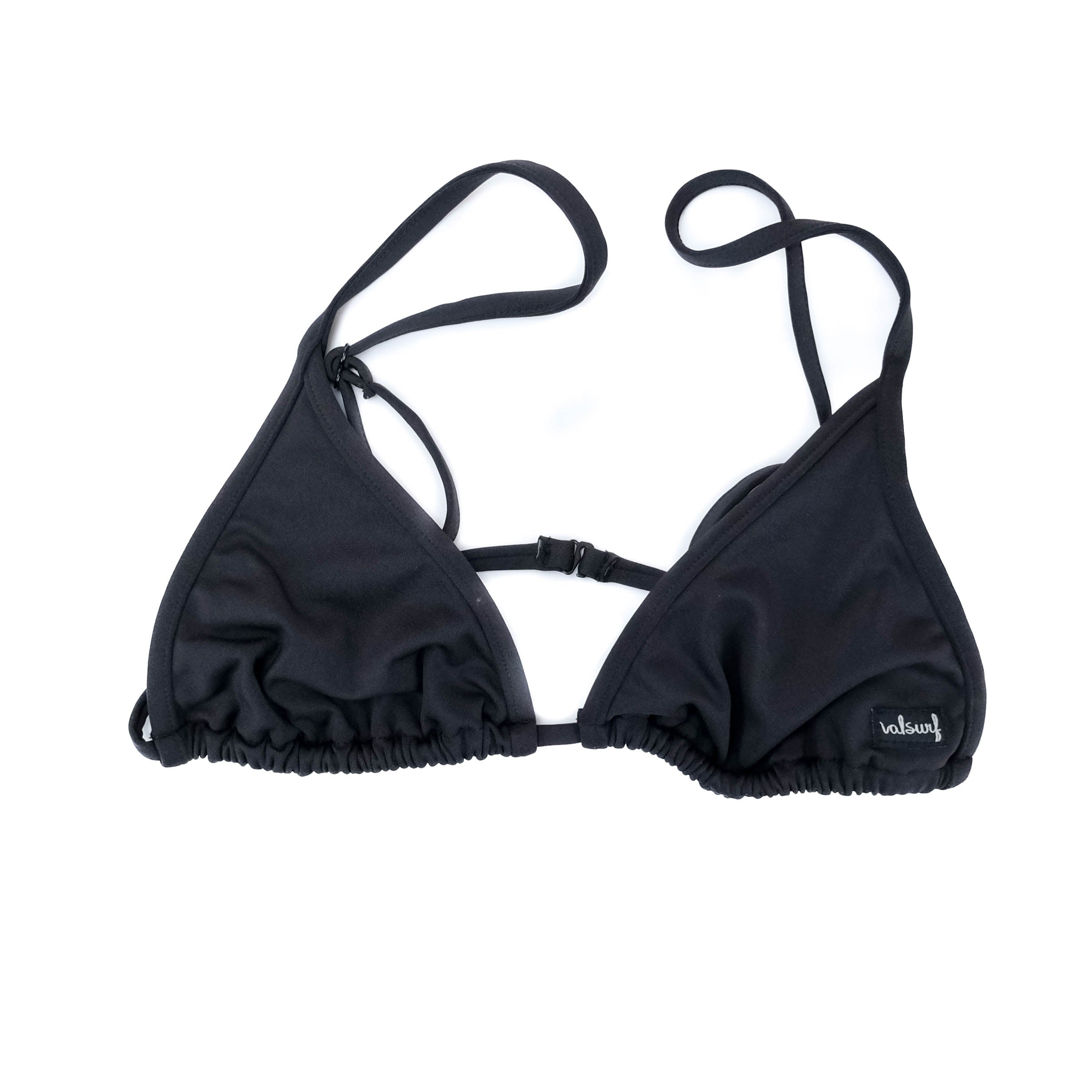 Womens Strung Bikini Top, Black
