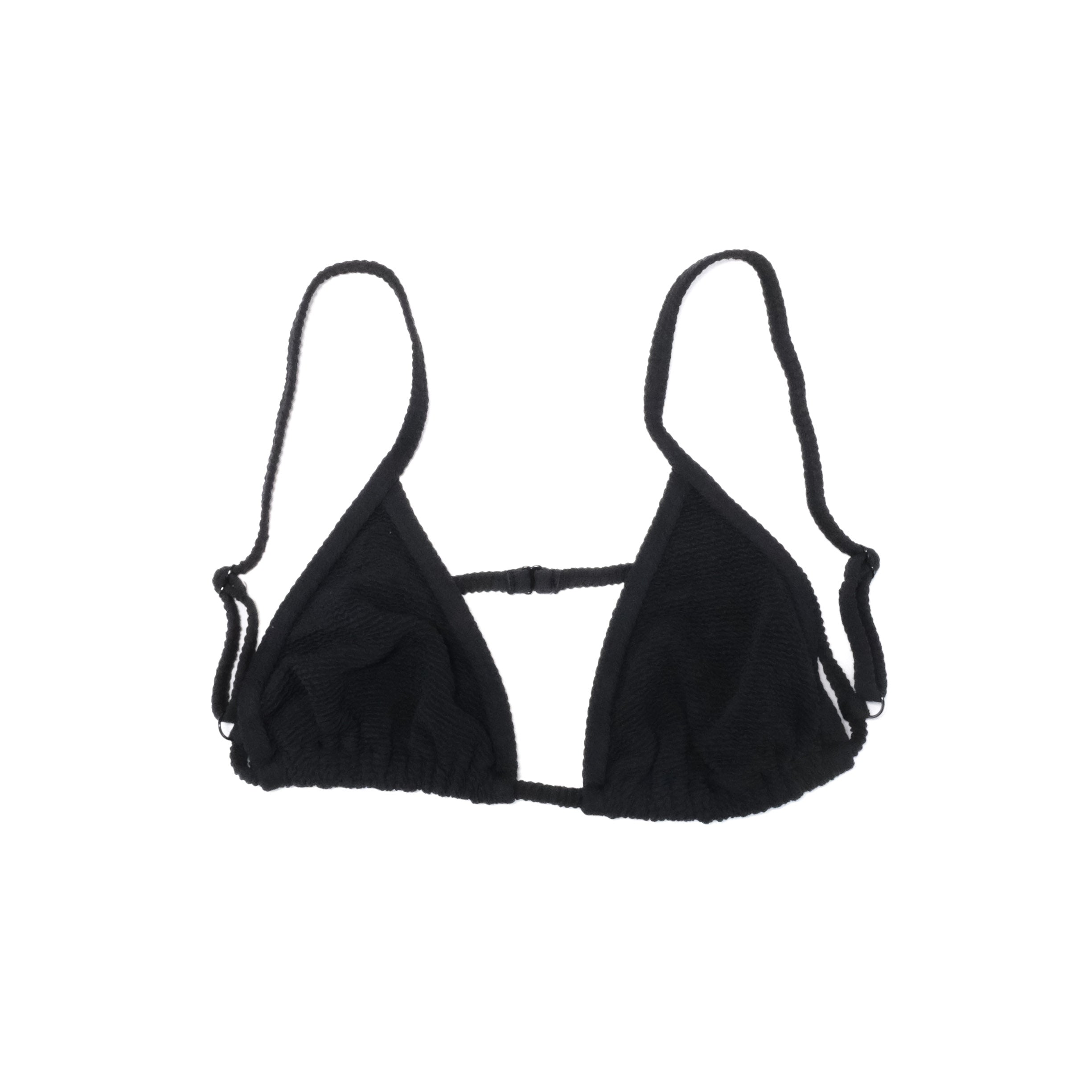 Womens Fat Script Strung Bikini Top, Black