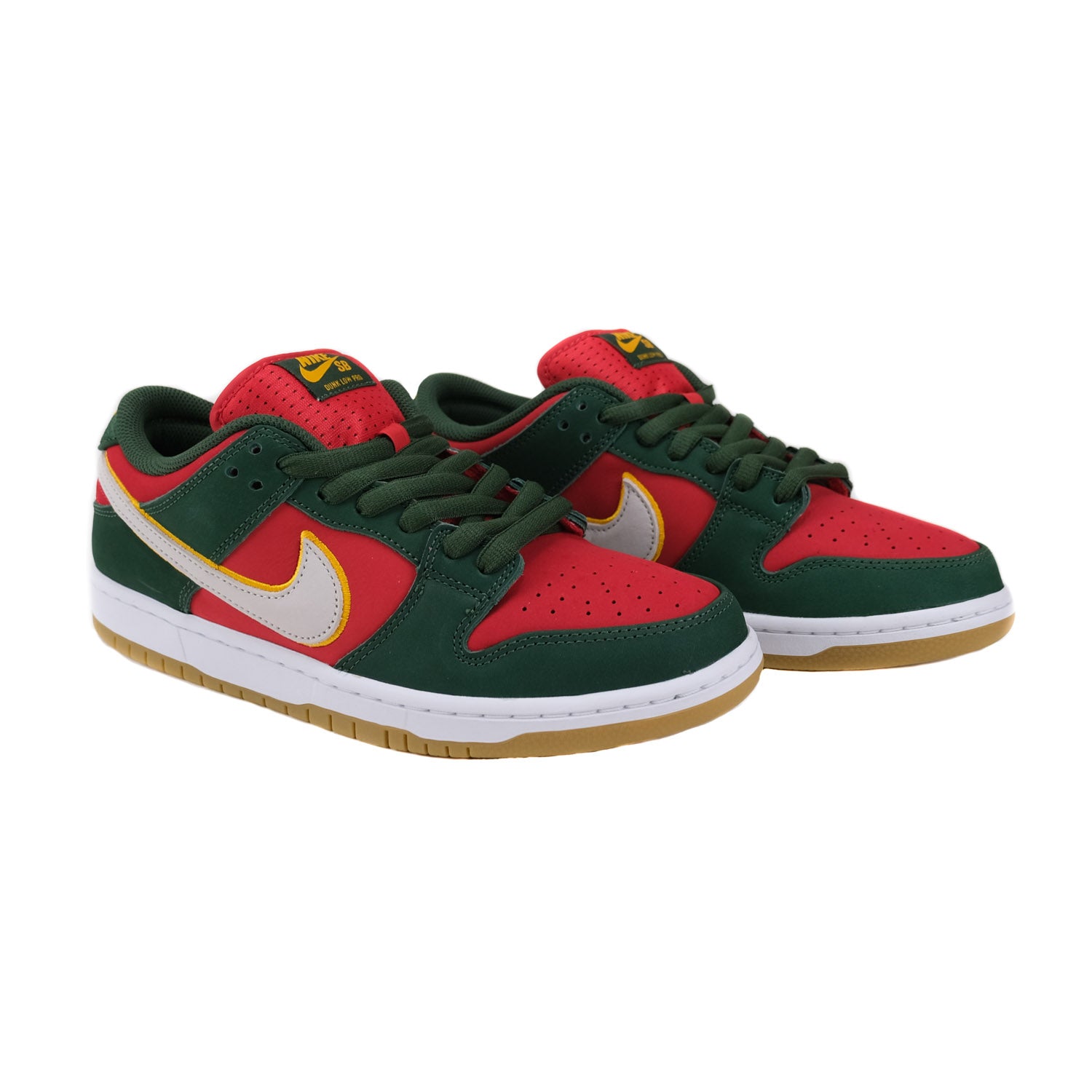 Nike SB Dunk Low Pro PRM (Sonics) - Fir/White-University Gold-Fire Red