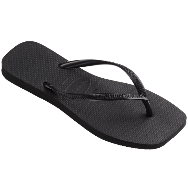 Slim Square Sandal, Black (0090)