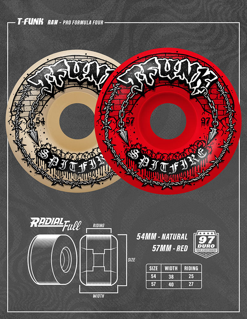 F497 T-Funk Raw Radial Full - 57MM Red