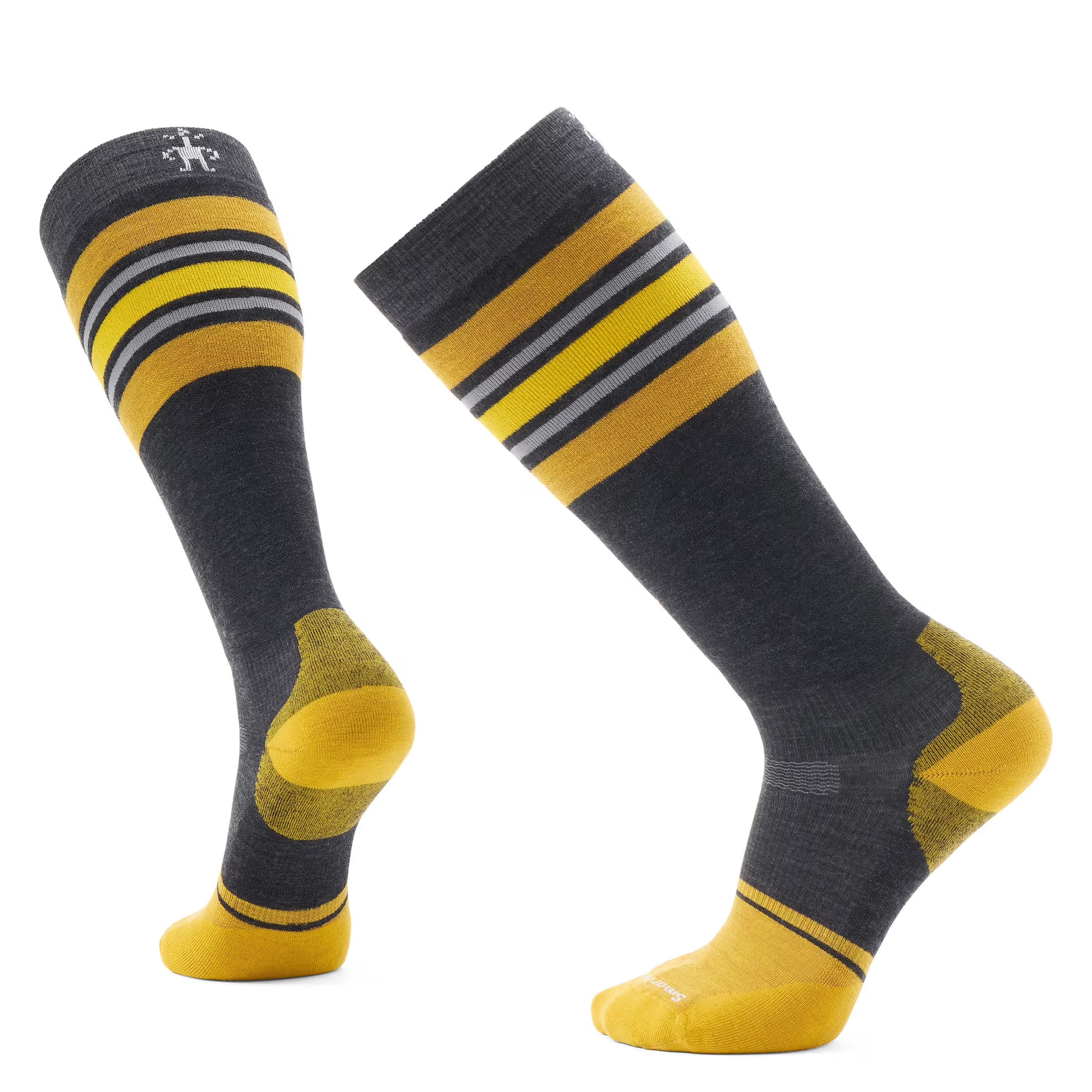 Snowboard Targeted Cushion Stripe Extra Stretch OTC Socks, Charcoal