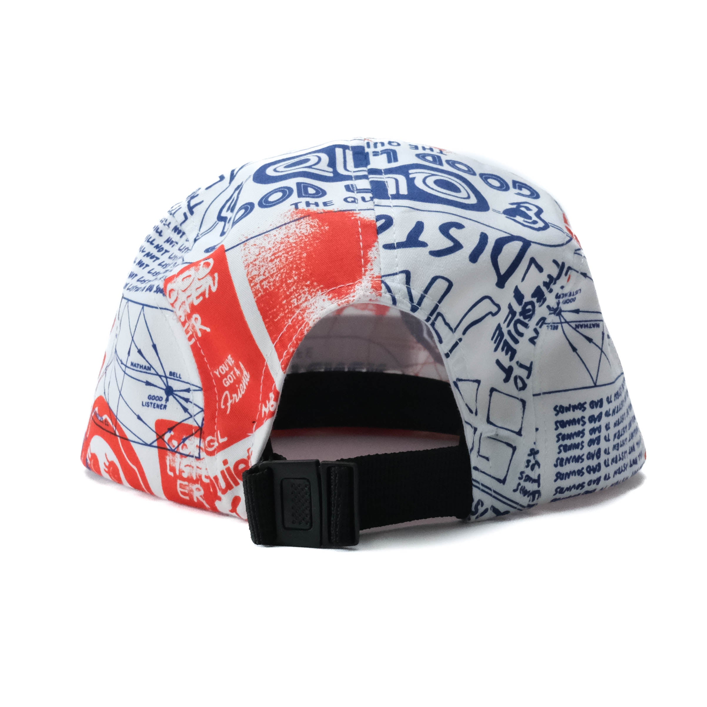 Good Listener 5 Panel Camper Hat - Red/Blue