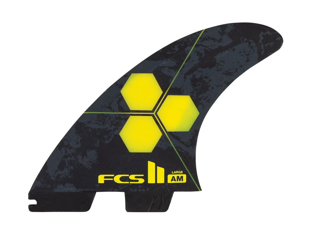 FCS II Al Merrick Tri Fins (Large) - Black / Yellow