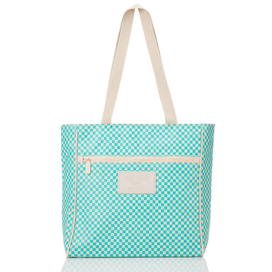 Aloha Collection - Tiny Check Go-To Tote - Lagoon/Sandstone