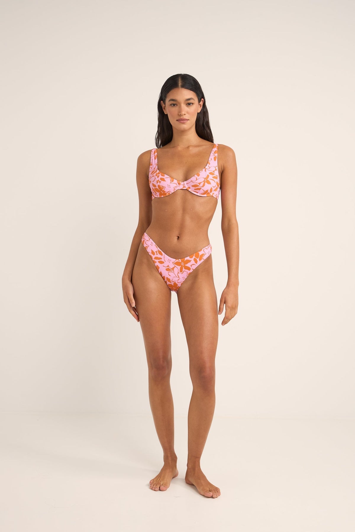 Bora Bora Floral Panelled Underwire Top - Pink