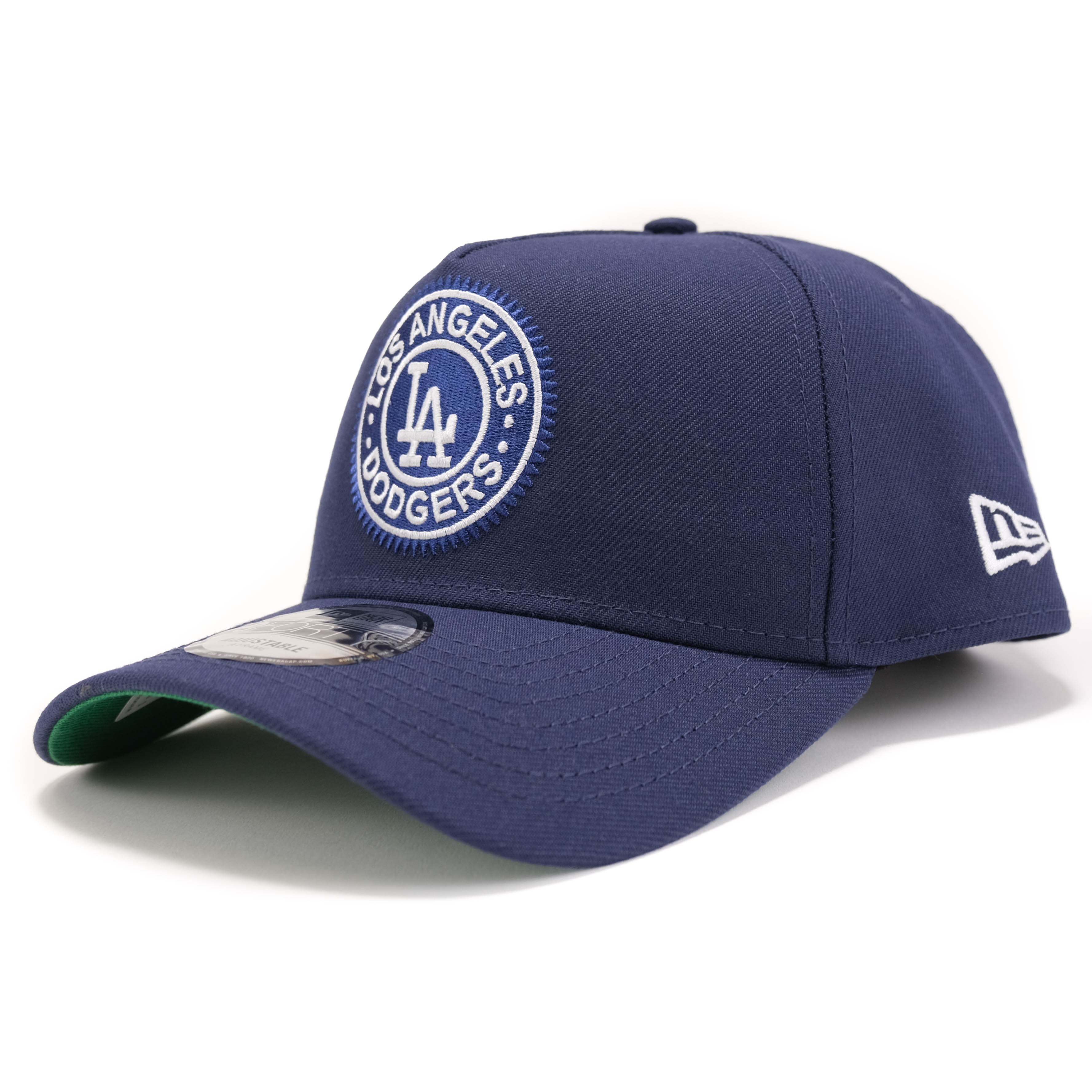 LA Dodgers Circle Logo Hat - New Era 9FORTY A-FRAME Snapback Hat - Light Navy
