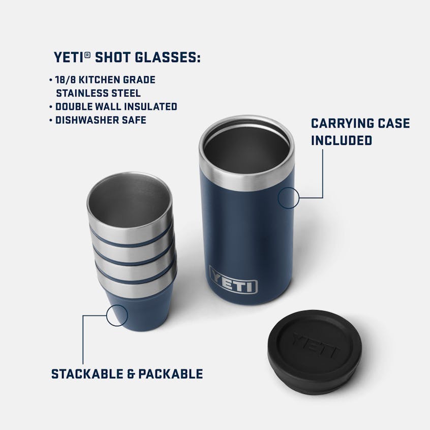 Yeti Shot Glasses & Case - Olive/King Crab Orange