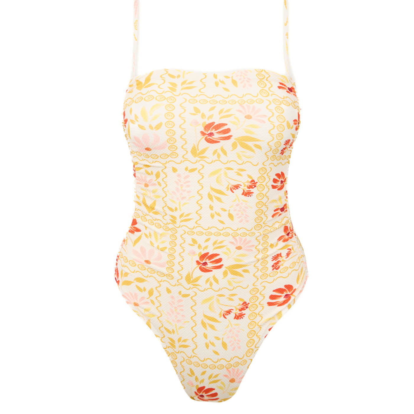 Womens Wildflower Scrunched Side One Piece - White