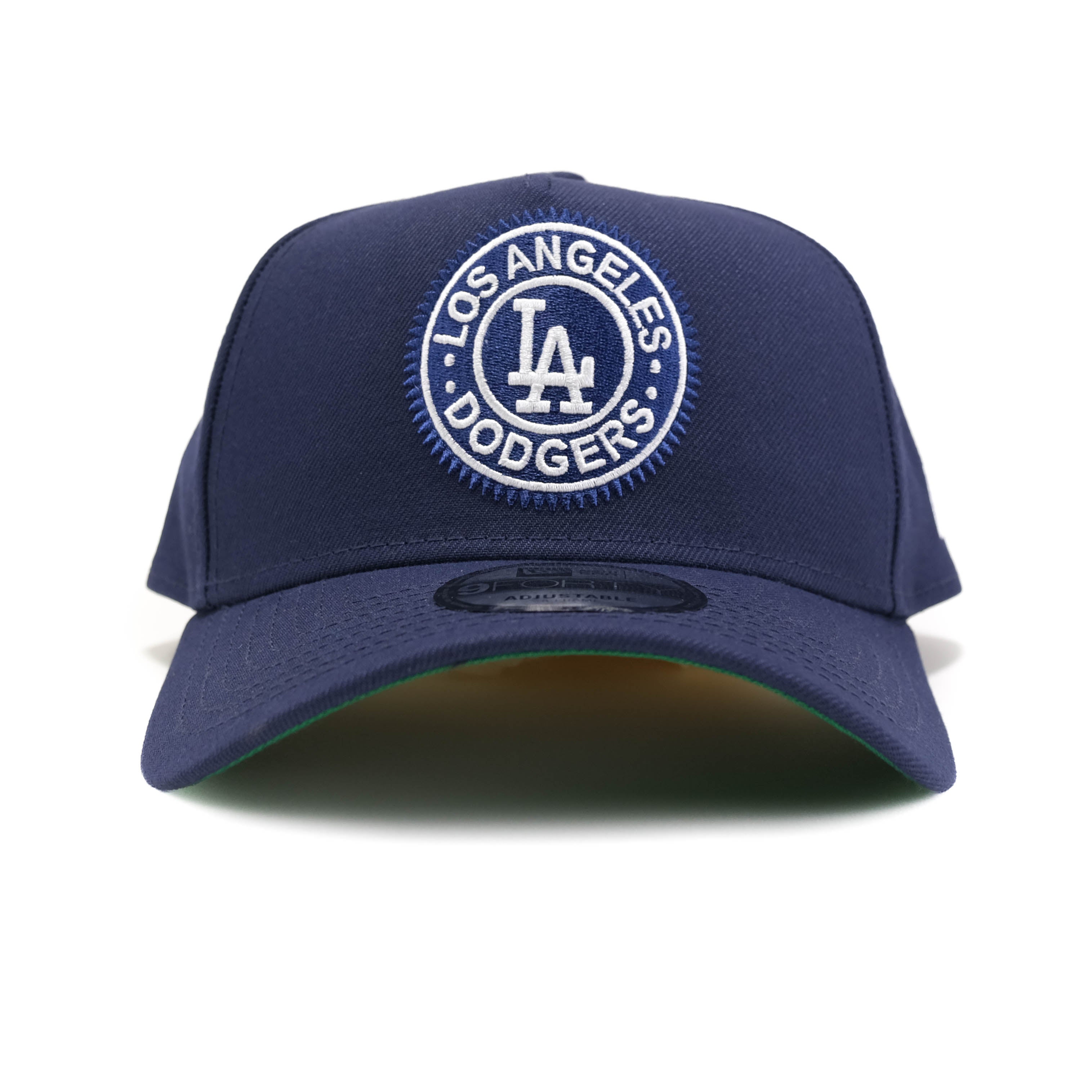 LA Dodgers Circle Logo Hat - New Era 9FORTY A-FRAME Snapback Hat - Light Navy