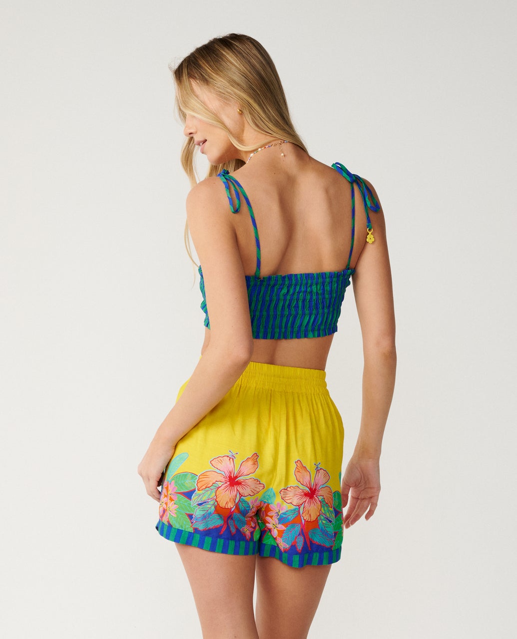 Womens Farm Rio Bliss Stripe Shirred Bandeau - Blue