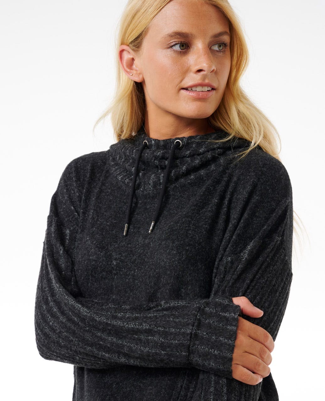 Womens Cosy Hood - Black Marle