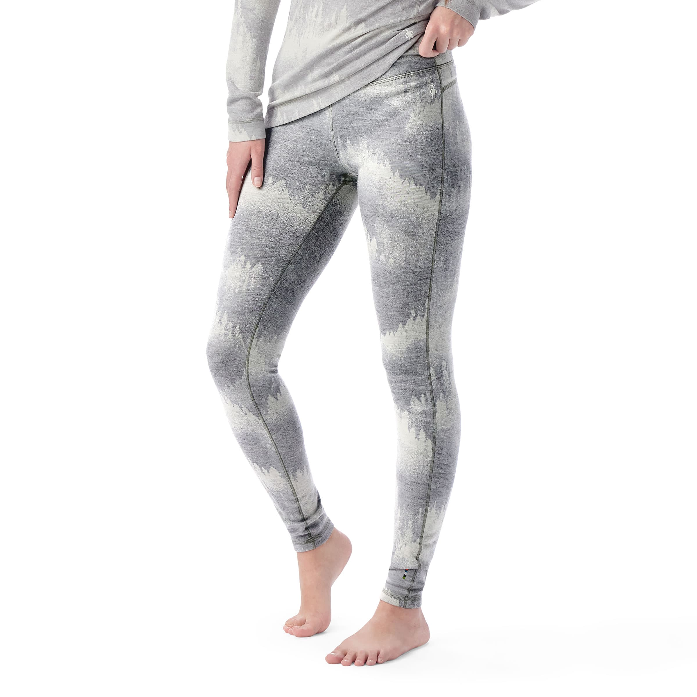 Women's Classic Thermal (250) Merino Base Layer Bottom - Light Gray Foggy Pines