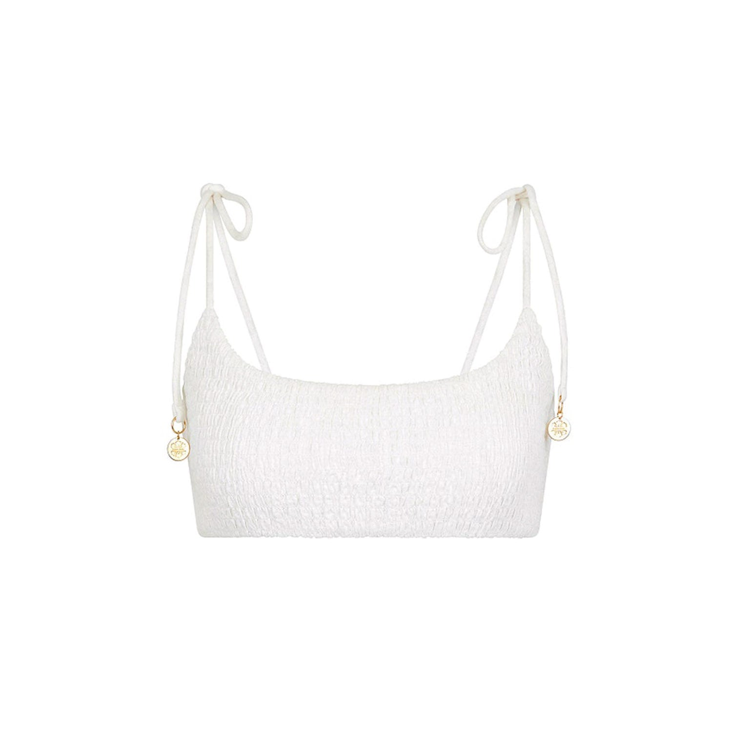 Simple Shirred Tie Crop - Natural White