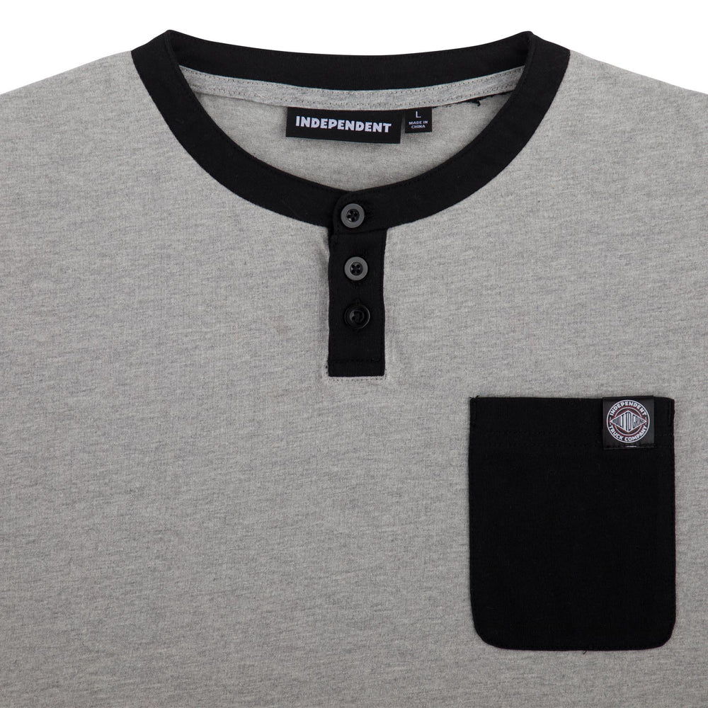 BTG Label Henley S/S Tee - Heather Grey