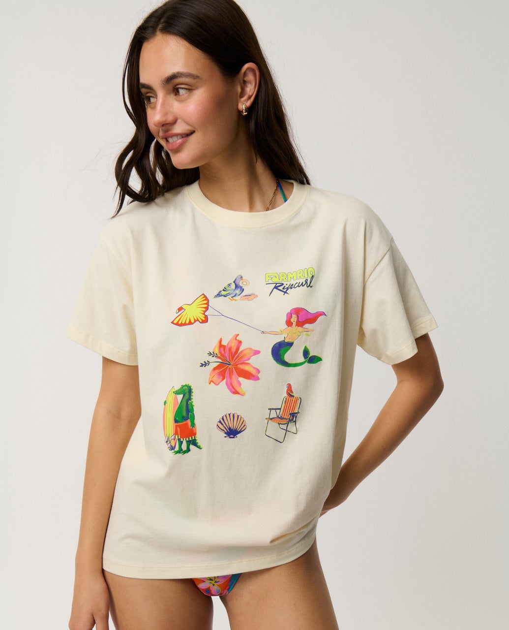 Womens Farm Rio Desire Relaxed Tee - Vanilla