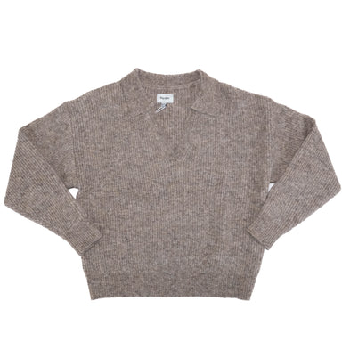 Rhythm - Quinn V-Neck Collared Jumper - Oatmeal