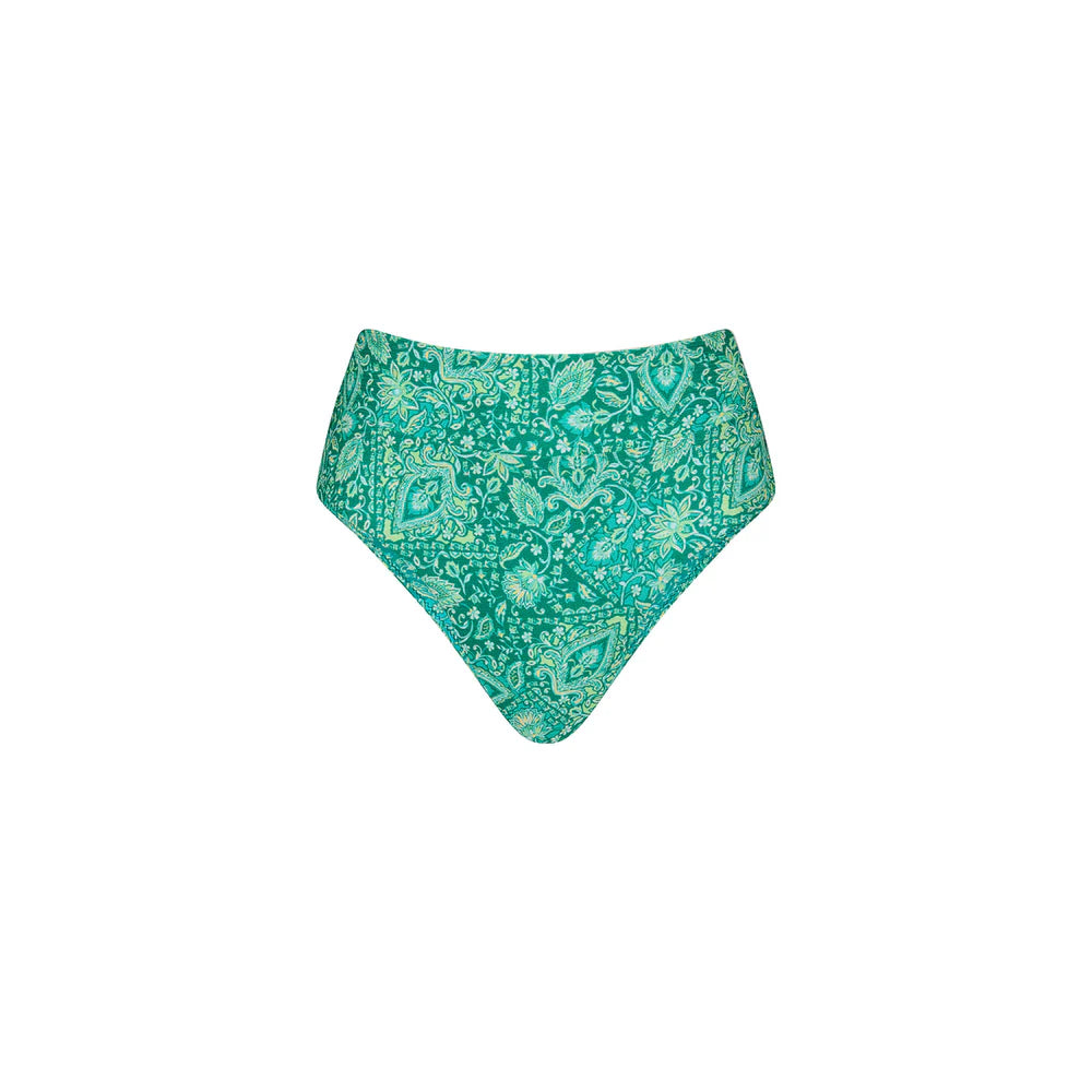 Womens High Hip Cheeky Bikini Bottom - Emerald Aura