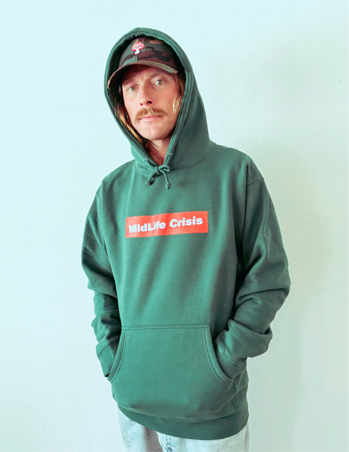Crooked Block Hoodie, Forest Green