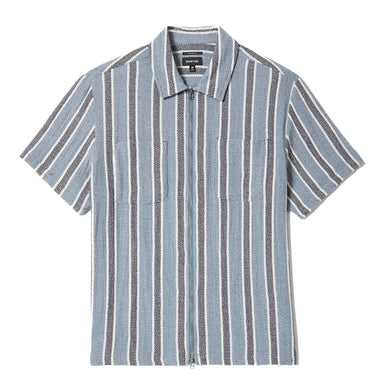 Brixton - The Dexter Textured Stripe S/S Woven - Black/Dusty Blue