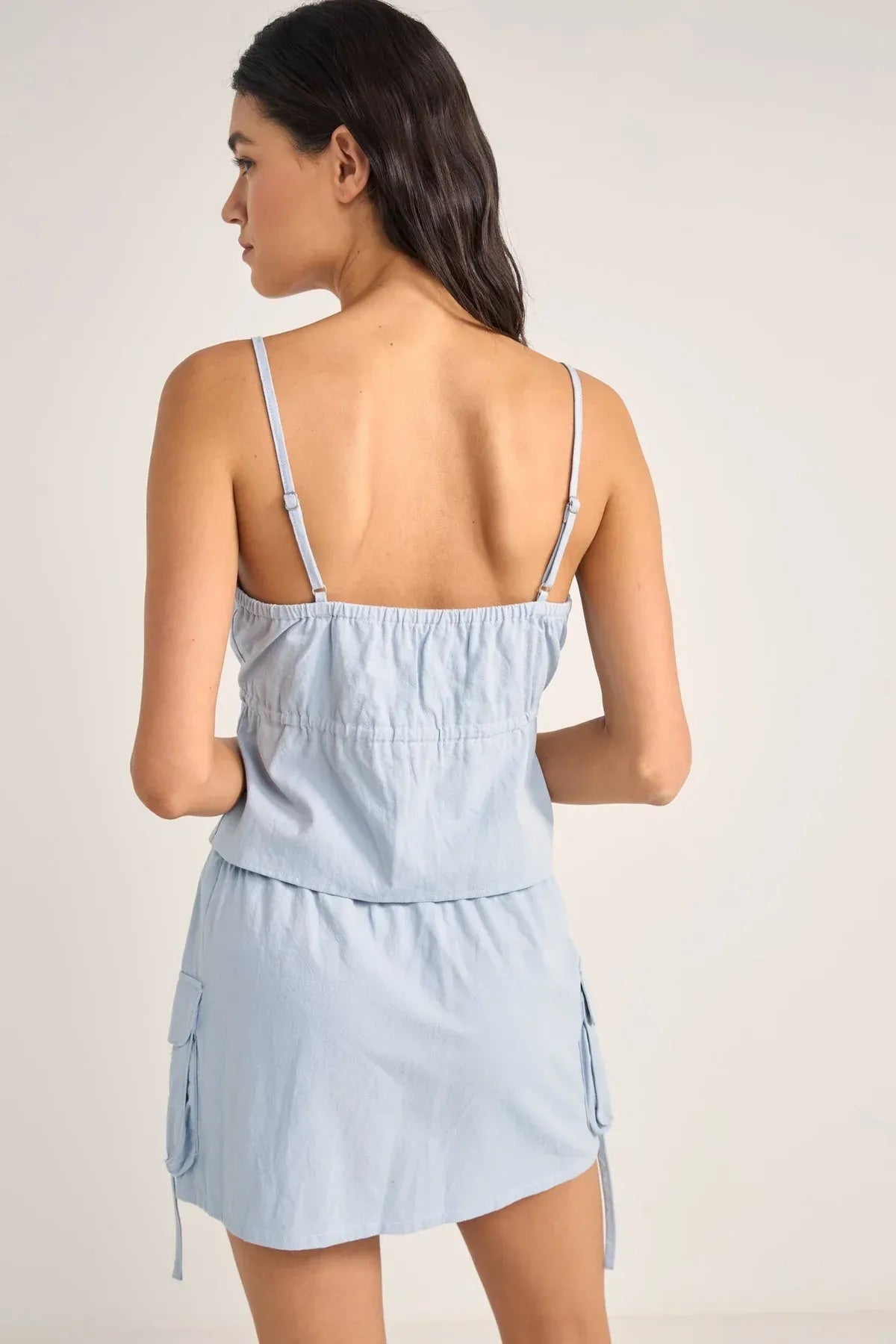 Womens Dolly Ruffle Top - Dusty Blue