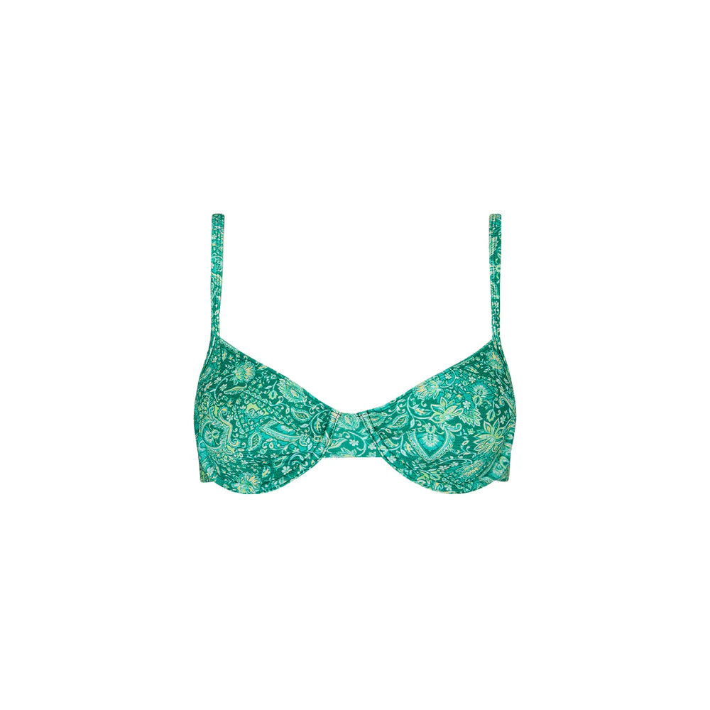 Womens Ditzy Underwire Bra Bikini Top - Emerald Aura
