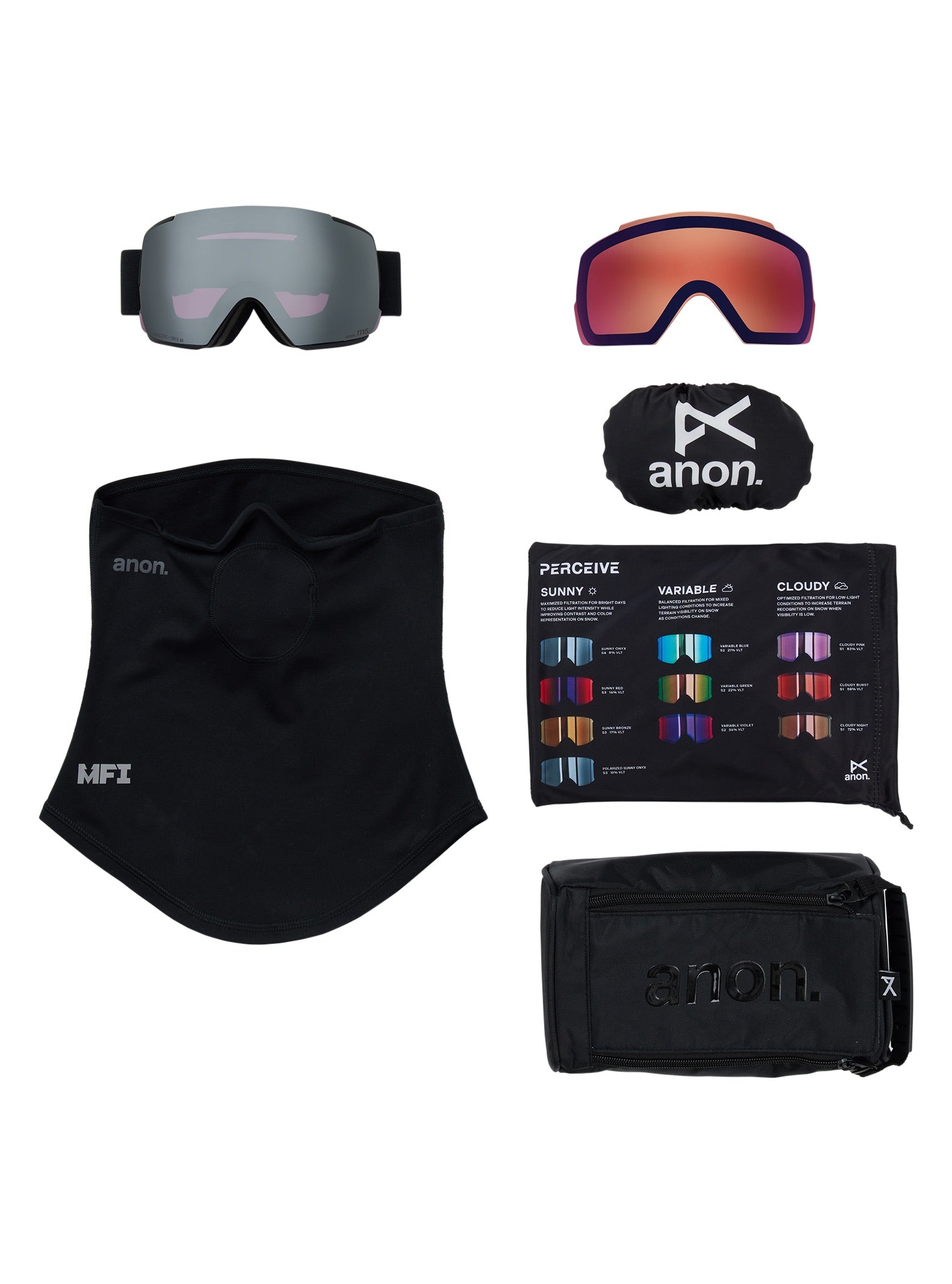 M5 Goggles + Bonus Lens + MFI Face Mask - Smoke/Perceive Sunny Onyx