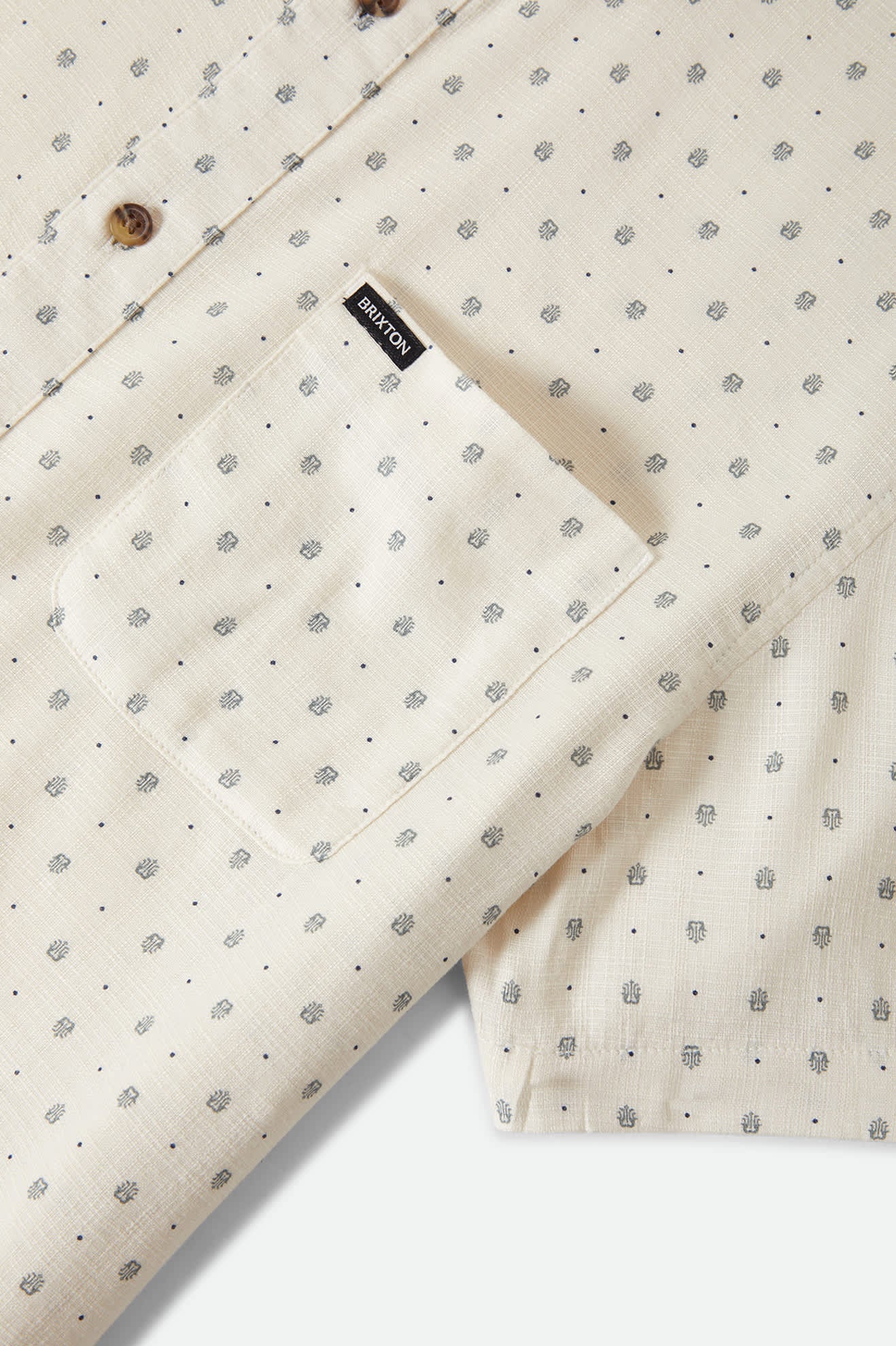 Charter Slub S/S Woven - Off White Micro Geo