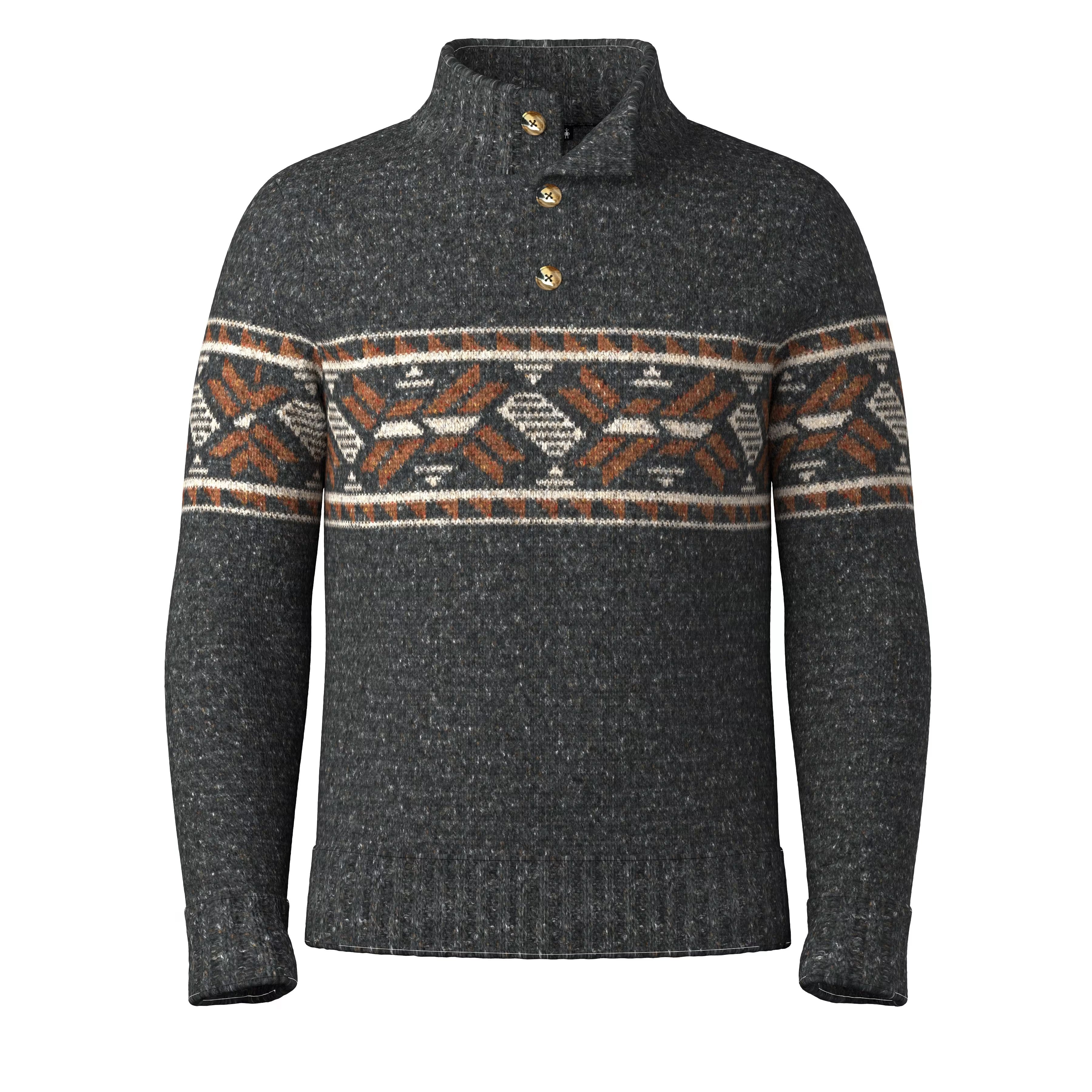 Mens Heavy Hanley Sweater - Charcoal-Pecan Brown
