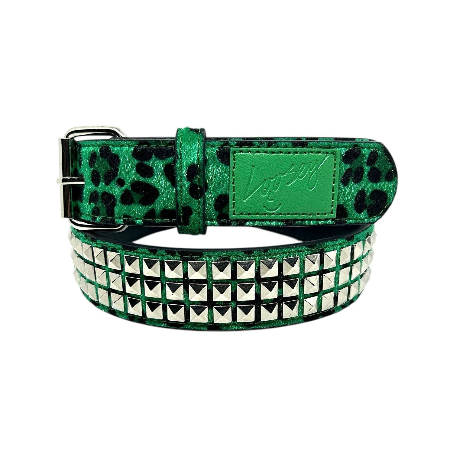 Green Cheetah Studded Belt - Green