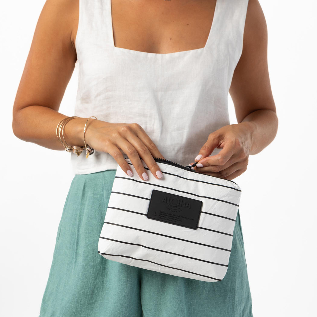 Pinstripe Small Pouch - Black on White - O/S