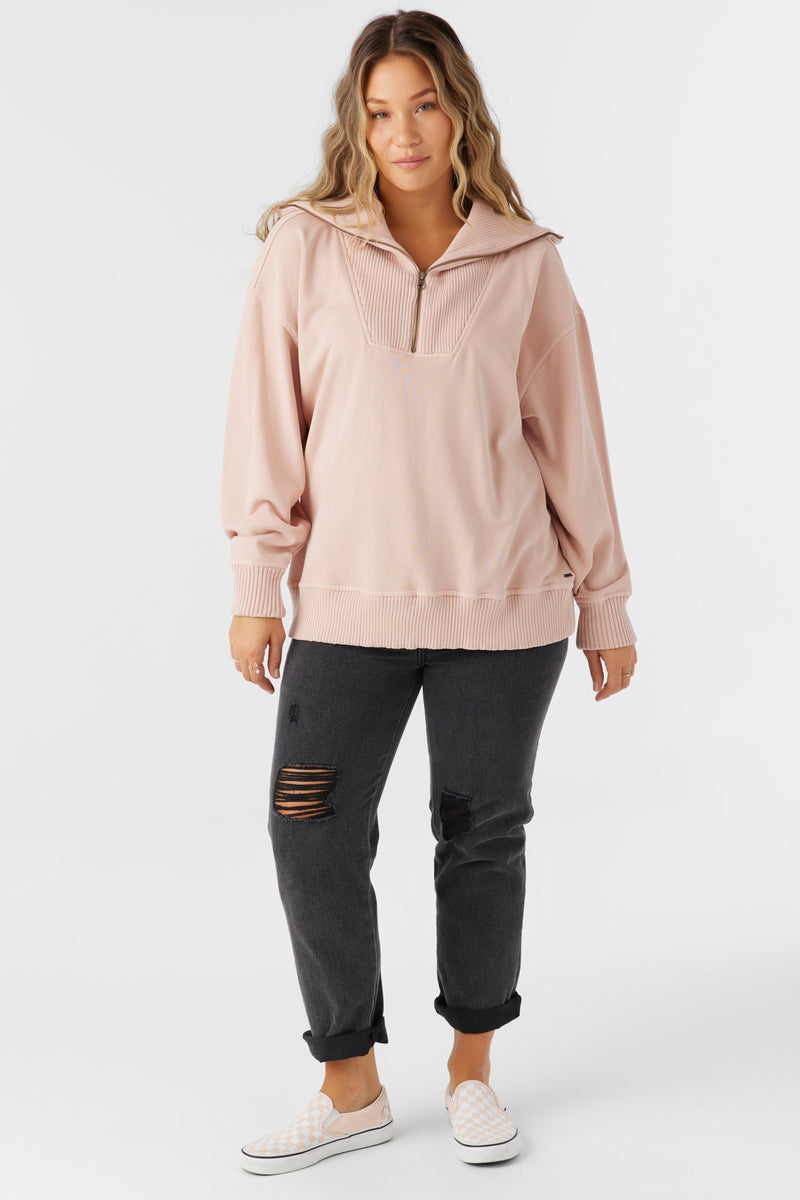 Womens Karma Mock ZIp - Rose Dust