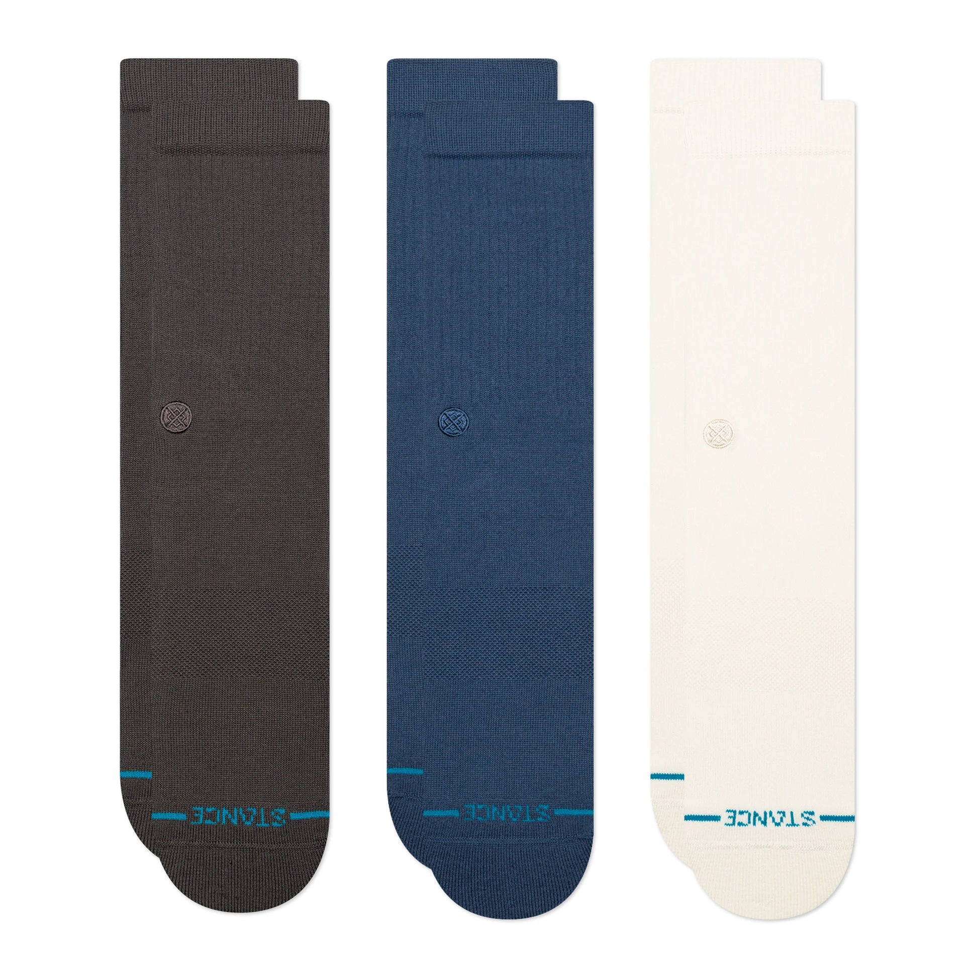 Icon Crew Socks 3 Pack, Charcoal