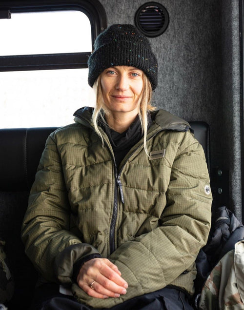 Stefi Luxton sitting on a bench