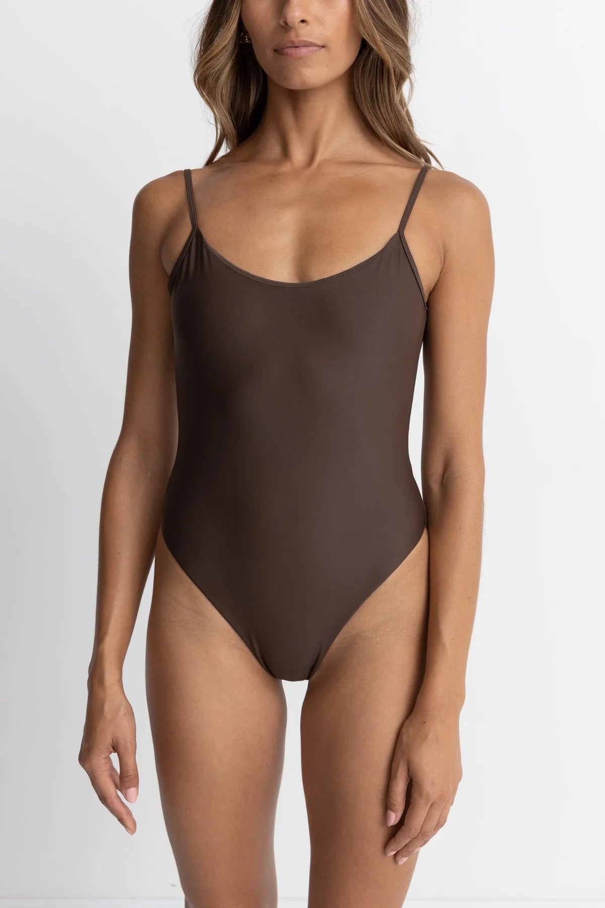 Womens Classic Minimal One Piece, Chocolate