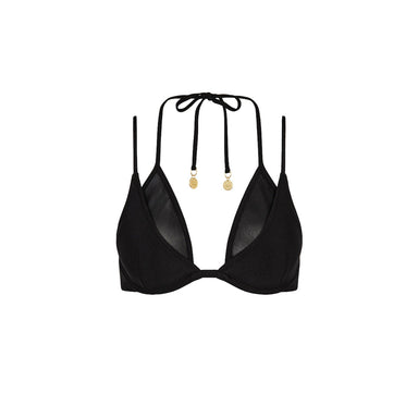 Womens Invisible Underwire Crop Bikini Top - Twilight Black