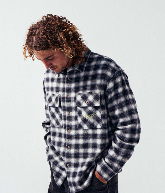 Manners Plaid L/S Shirt - Black